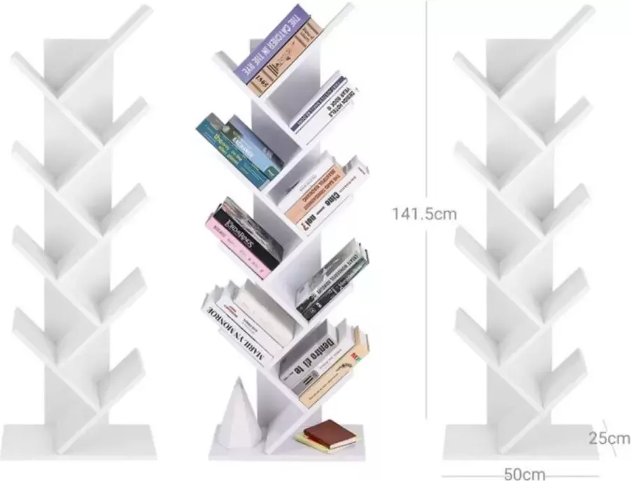 Maxenza Home Witte Boekenplank LBC11WTV1 Uniek Ontwerp en Veelzijdige Wandplank voor Woonkamer en Kinderkamer