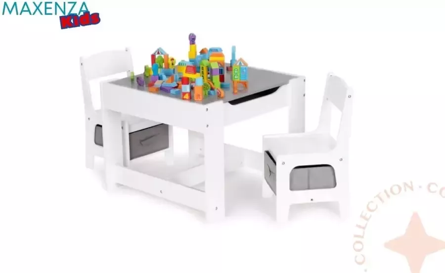 Maxenza Kids Specials ZCF-01A Houten Kinderspeeltafel Tafel en Stoeltjes Set met Opbergruimtes onder de Tafel & Stoeltjes – Ideaal Voor Elk Kinderkamer!
