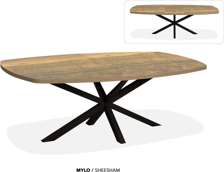 Maxfurn Deens ovale uitschuiftafel 220 280cm Zeer krasvast Sheesha
