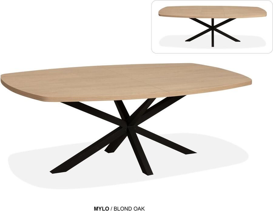 Maxfurn Deens ovale uitschuiftafel 220 280cm Zeer krasvast Blond oak