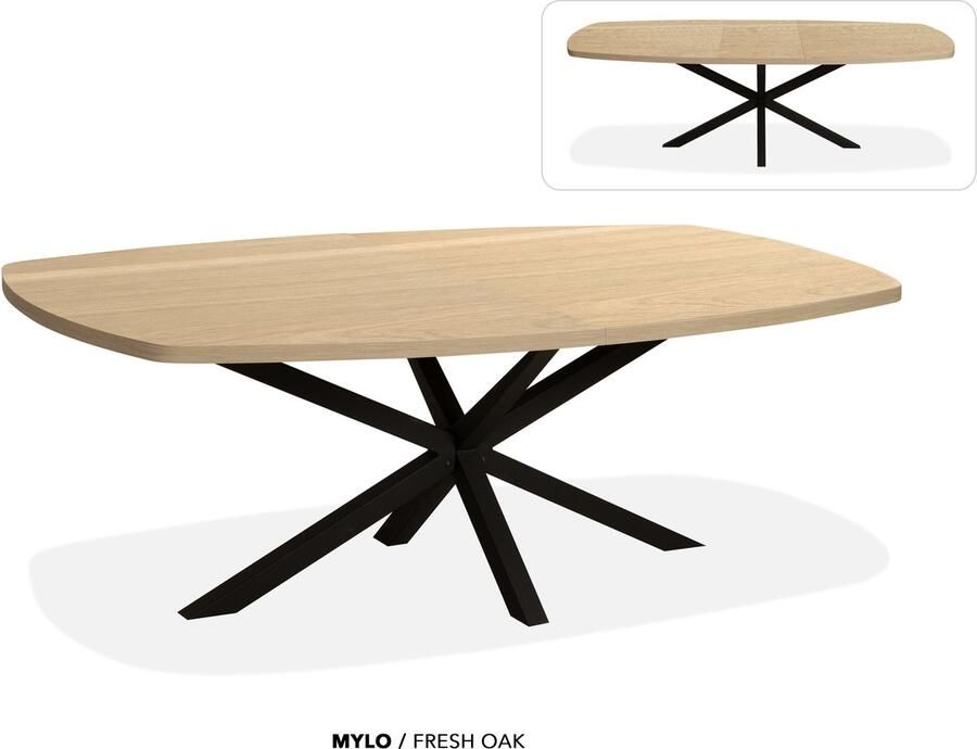 Maxfurn Deens ovale uitschuiftafel 180 238cm Zeer krasvast Fresh oak