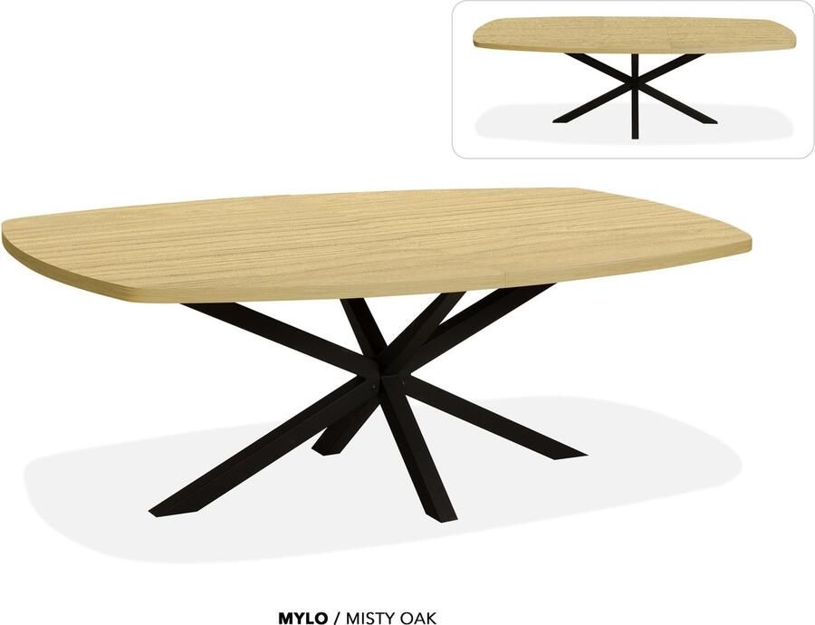 Maxfurn Deens ovale uitschuiftafel 200 260cm Zeer krasvast Misty oak