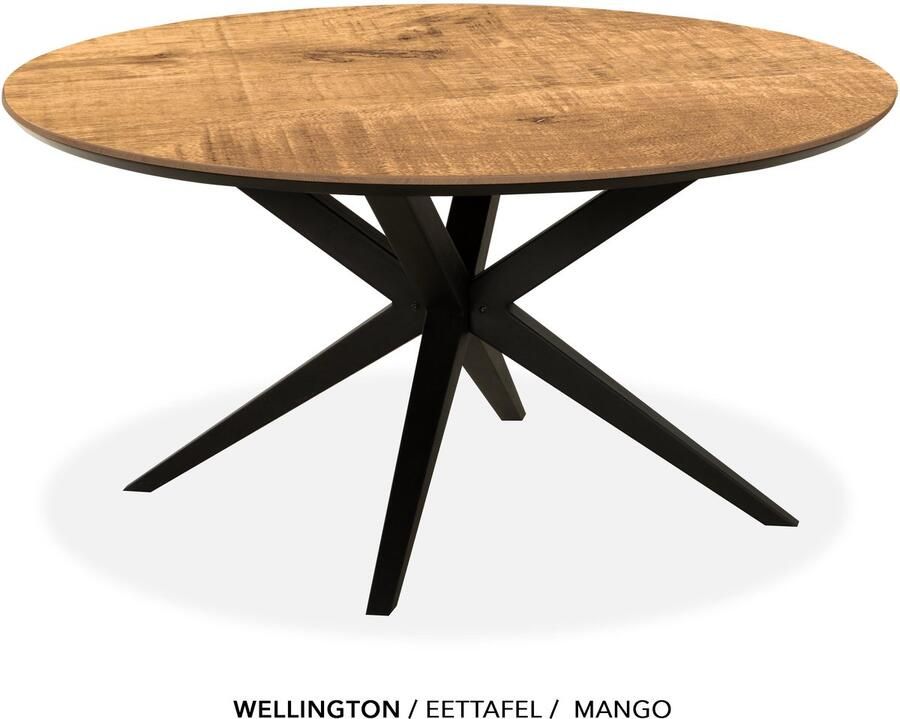 Maxfurn Eettafel rond met verjongde rand Zeer krasvast Mango diameter 140cm