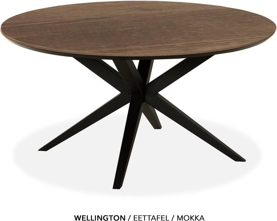 Maxfurn Eettafel rond met verjongde rand Zeer krasvast Mokka diameter 140cm
