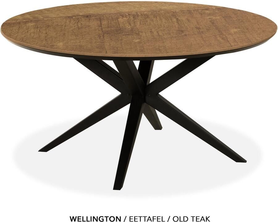 Maxfurn Eettafel rond met verjongde rand Zeer krasvast Old teak diameter 140cm