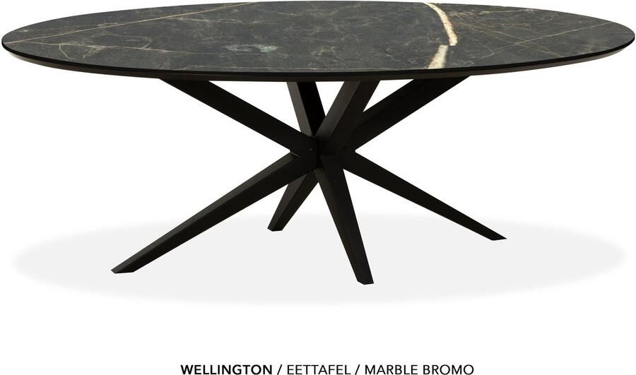 Maxfurn Ovale eettafel 275x130cm met verjongde rand Zeer krasvast Marble bromo