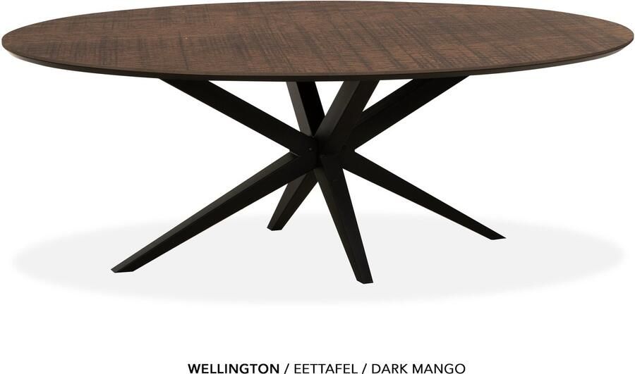 Maxfurn Ovale eettafel 275x130cm met verjongde rand Zeer krasvast Dark mango
