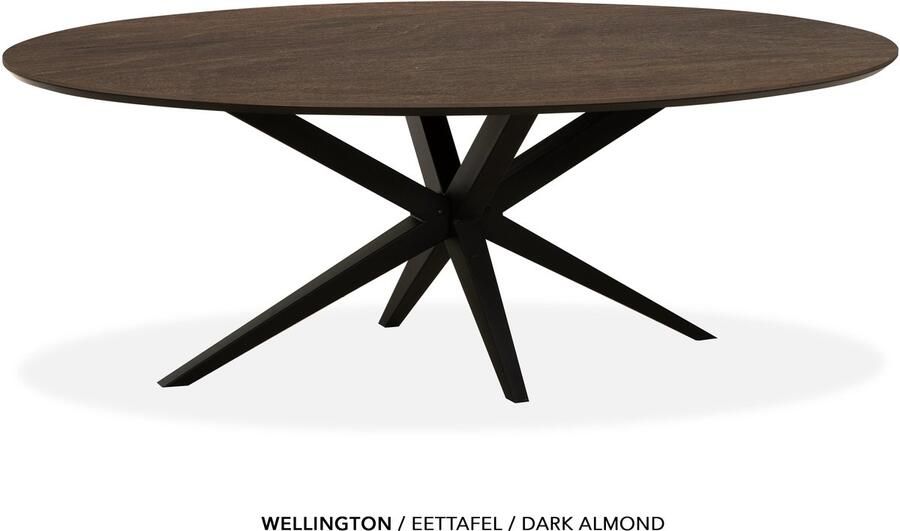 Maxfurn Ovale eettafel 275x130cm met verjongde rand Zeer krasvast Dark almond