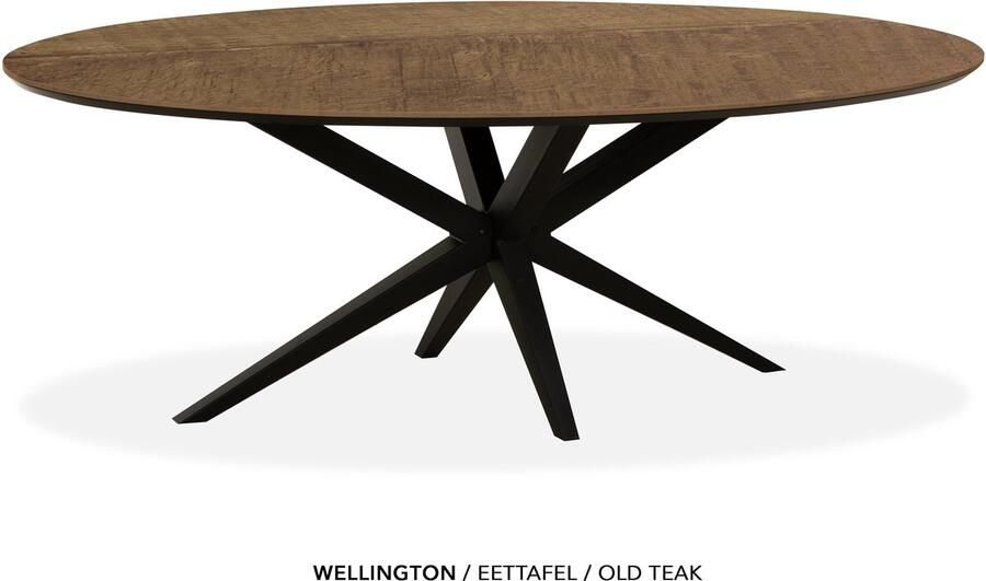 Maxfurn Ovale eettafel 275x130cm met verjongde rand Zeer krasvast Old teak