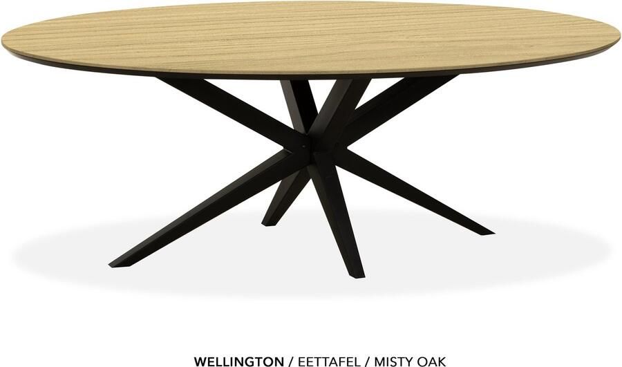 Maxfurn Ovale eettafel 275x130cm met verjongde rand Zeer krasvast Misty oak