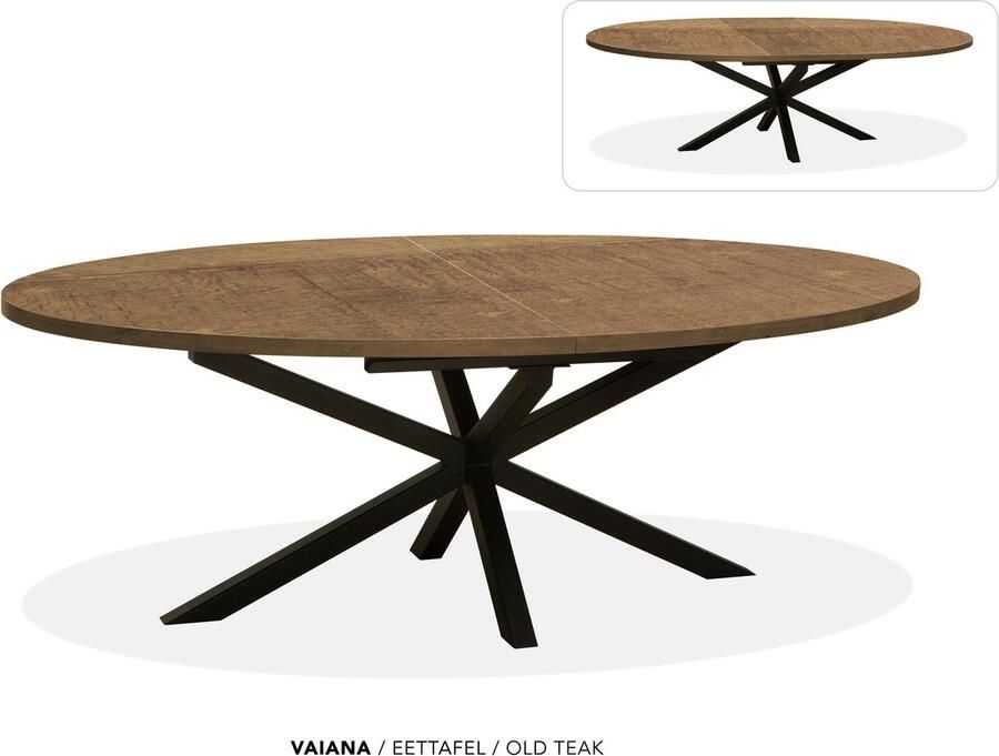 Maxfurn Ovale uitschuiftafel 200 260 Zeer krasvast Teak