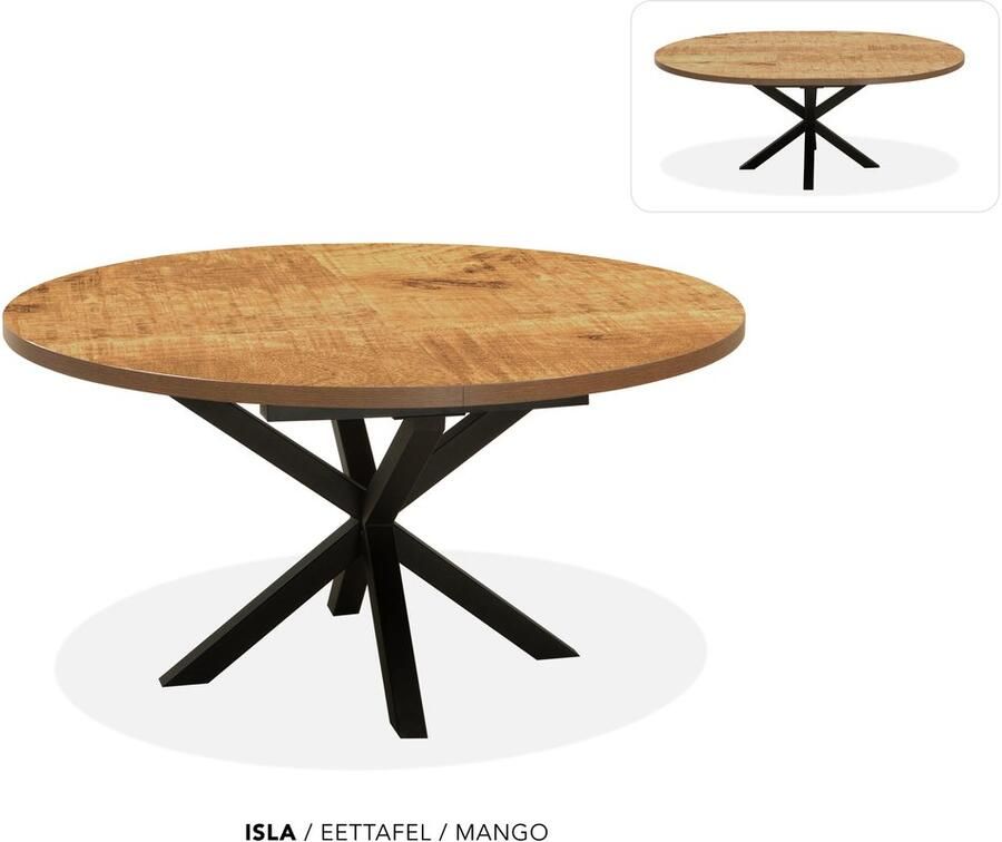 Maxfurn Ronde uitschuiftafel 120 160 Zeer krasvast Mango