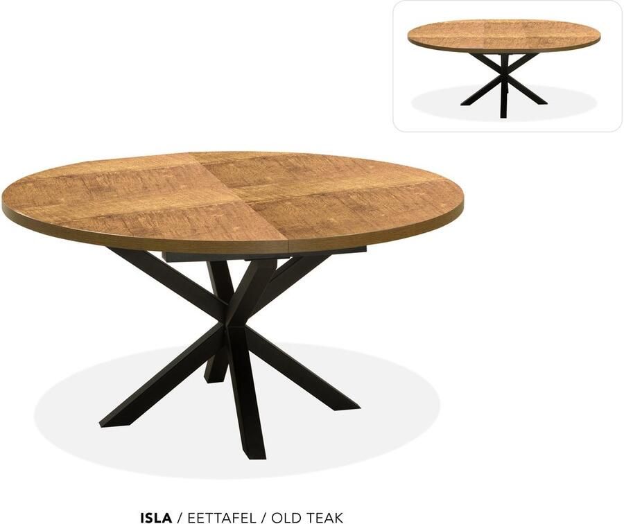 Maxfurn Ronde uitschuiftafel 120 160 Zeer krasvast Teak