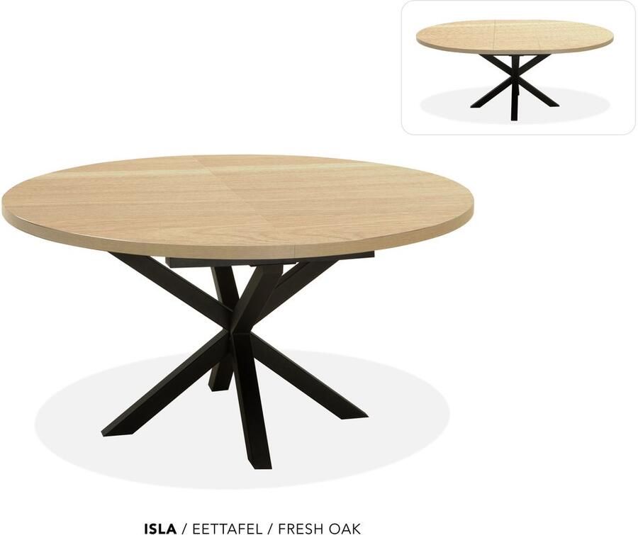 Maxfurn Ronde uitschuiftafel 140 180 Zeer krasvast Fresh Oak
