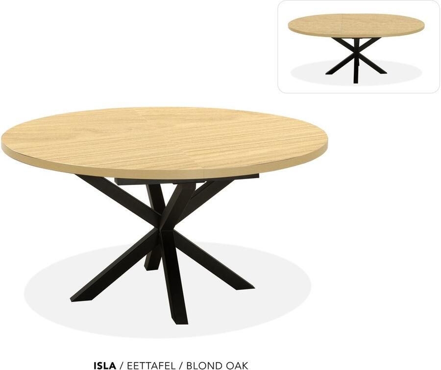 Maxfurn Ronde uitschuiftafel 140 180 Zeer krasvast Blond oak