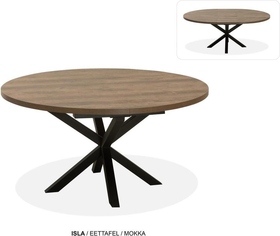 Maxfurn Ronde uitschuiftafel 140 180 Zeer krasvast Mokka