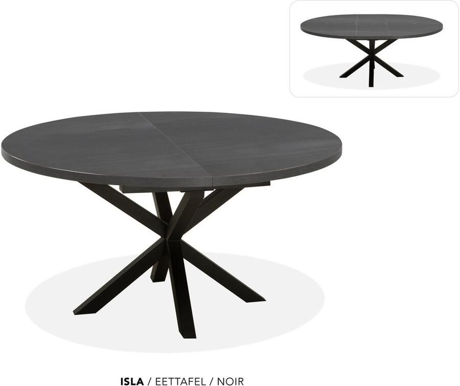 Maxfurn Ronde uitschuiftafel 150 190 Zeer krasvast Zwart