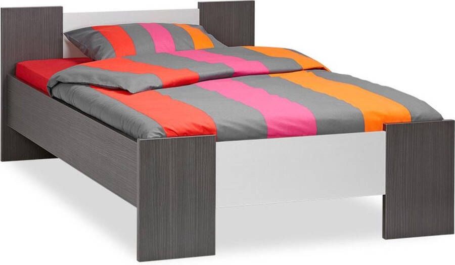 Maxi Beter Bed Basic Bed Woody 120 x 200 cm donkergrijs aluminium