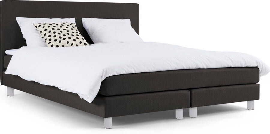 Beter Bed Basic Box Ambra vlak met gestoffeerd matras 140 x 200 cm donkergrijs - Foto 2