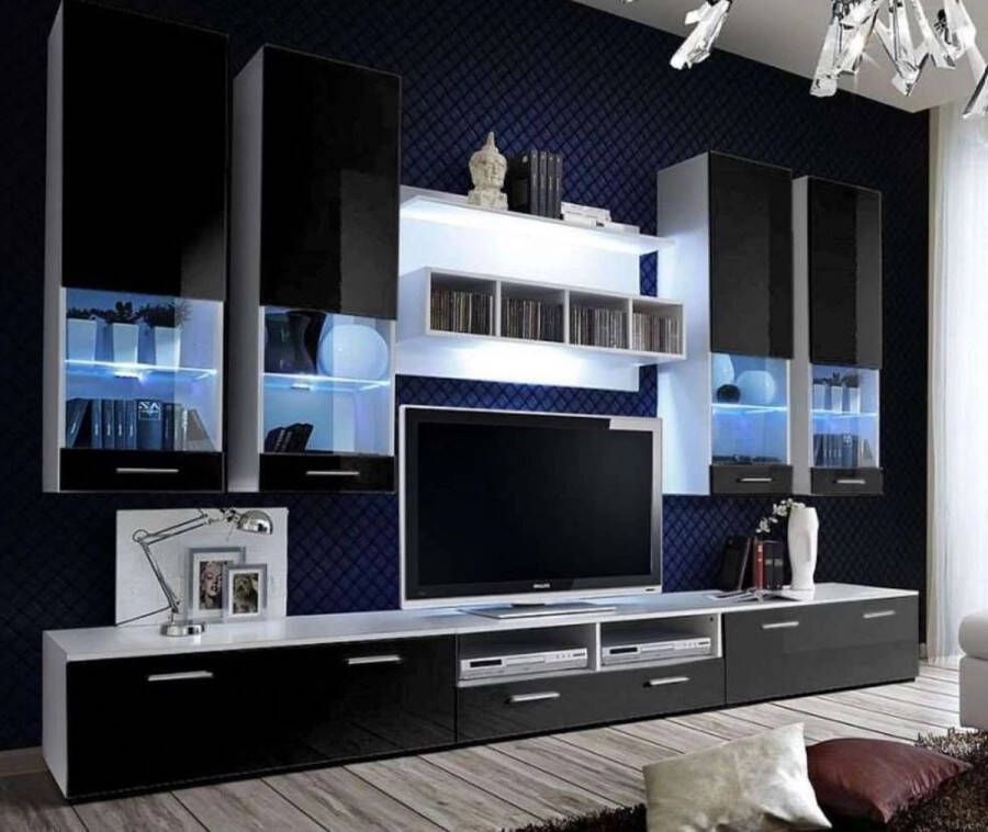 Maxi Maja Alfa II TV Meubel Led Wit Zwart 300 cm