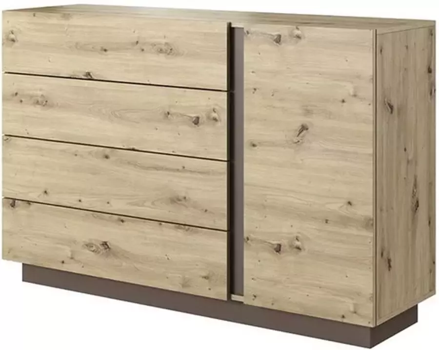 Maxi Huis Arco 1D4S ladekast 4 lades dressoir breedte 138 cm ambachtelijk eiken grijs grafiet Korting