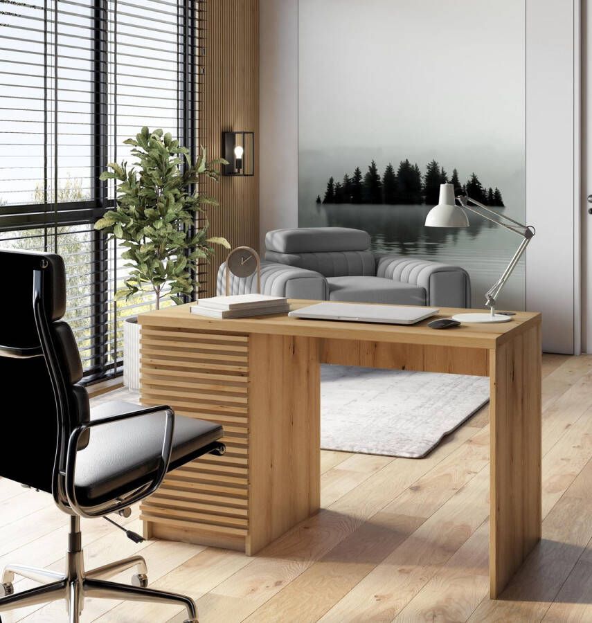 Maxi Maja Bisett 140x60 bureau met lades 4 lades computerbureau lattenbodem bruin ambachtelijk eiken