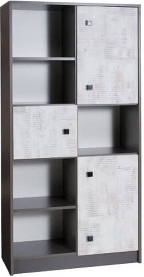 Maxi Huis Boekenkast met planken en lade 80 cm Grafiet Enigma