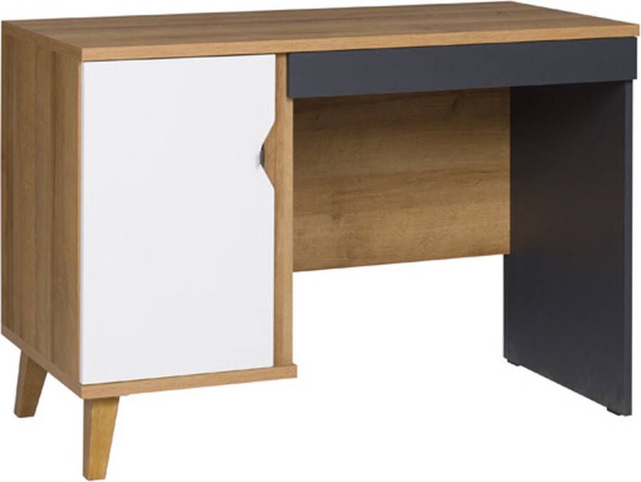 Maxi Huis Bureau Lade Planken Wit Grafiet gouden eik 110 cm