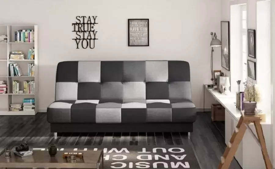 Maxi Huis Cayo slaapbank 3-zitsbank voor woonkamer sofa bank zwart + grijs