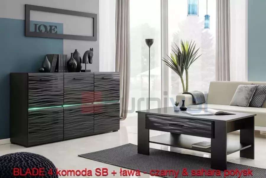 Maxi Huis Dressoir Blade 4 Zwart Mit Sahata Glans 150 Cm