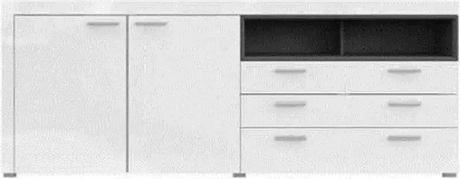 Maxi Huis Dressoir Ladekast Cara 220 cm hoogglans lades planken Wit