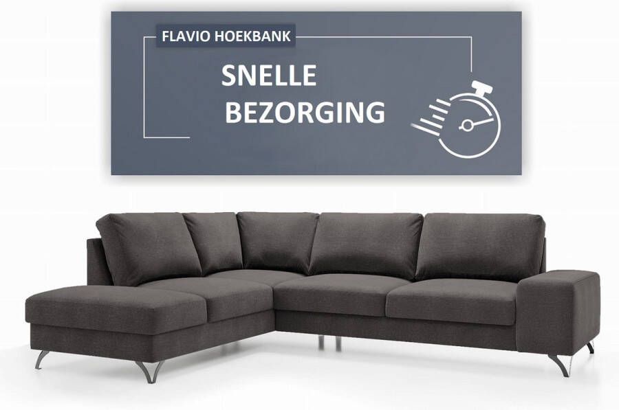 Maxi Maja Flavio L hoekbank met slaapfunctie met beddengoedcontainer modulaire hoekbank grafiet kleur 283 x 214 cm