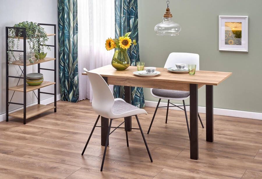 Maxi Maja Gino uitschuifbare tafel 100-135 60 75 cm eettafel modern votan eiken zwart