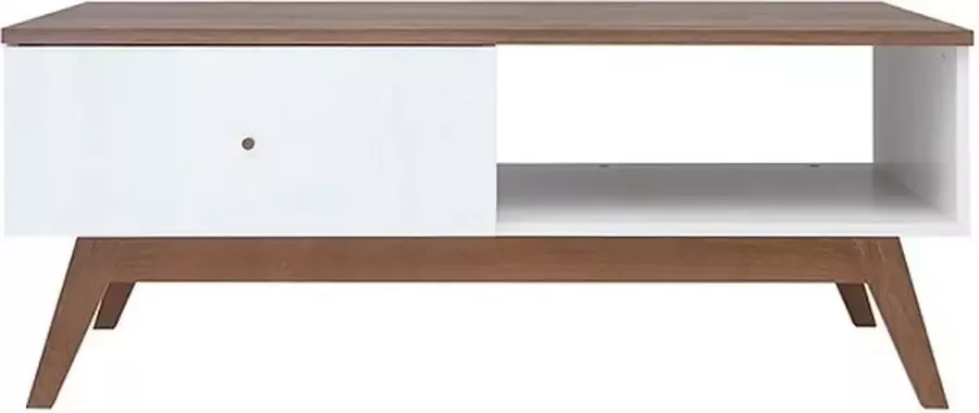 Maxi Huis Heda Law1s salontafel wit en bruin met lade 110 5 cm x 60 cm houten frame + meubelplaat