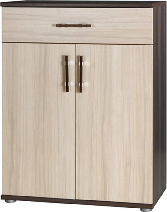 Maxi Maja Inez Plus 10 Ladekast voor een kamer of slaapkamer met lade en plank twee deuren licht- en donkerbruin korting