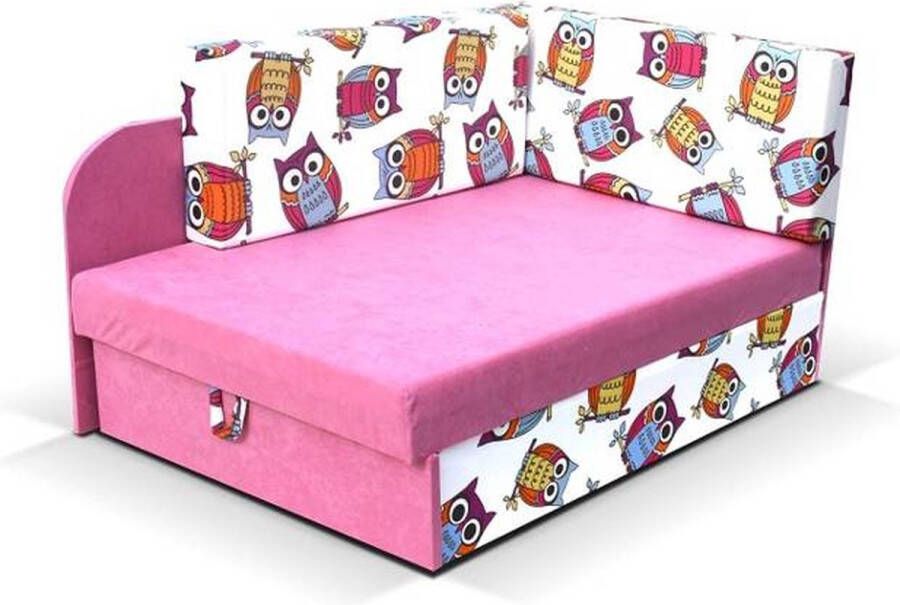 Maxi Maja Kinderhoekbank Met slaapfunctie Opvouwbaar Container Verstelbare lengte van het slaapoppervlak Roze bank
