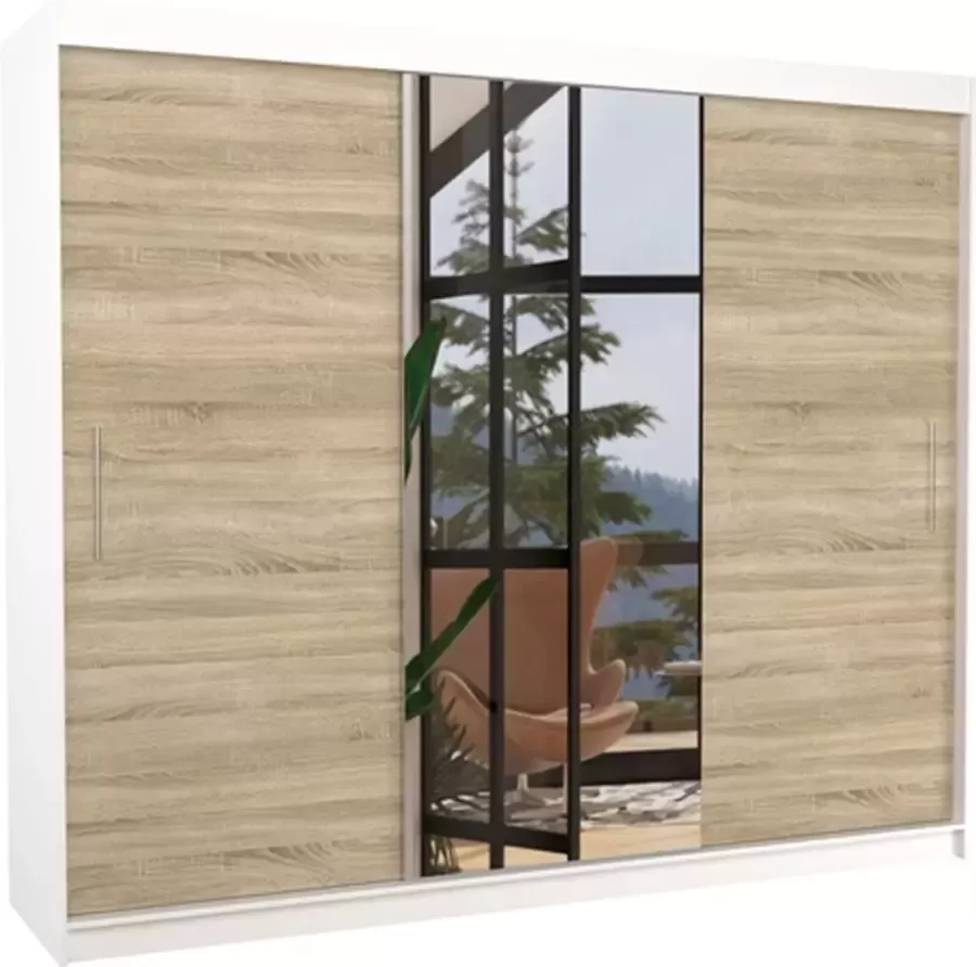 Maxi Maja Kledingkast Denis Spiegel 3 schuifdeuren Planken Kledingroede 250 cm - Foto 2