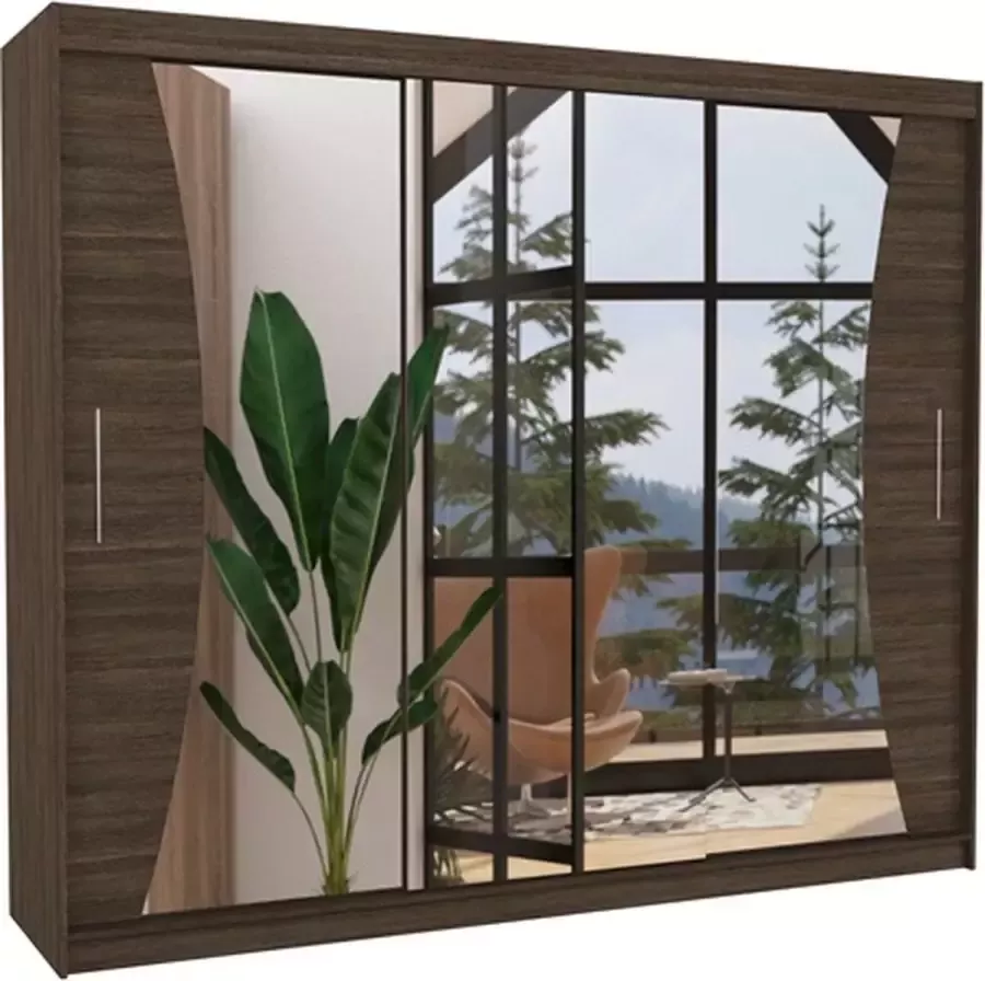 Maxi Huis Kledingkast Diego Spiegel 3 schuifdeuren Planken Kledingroede 250 cm - Foto 2