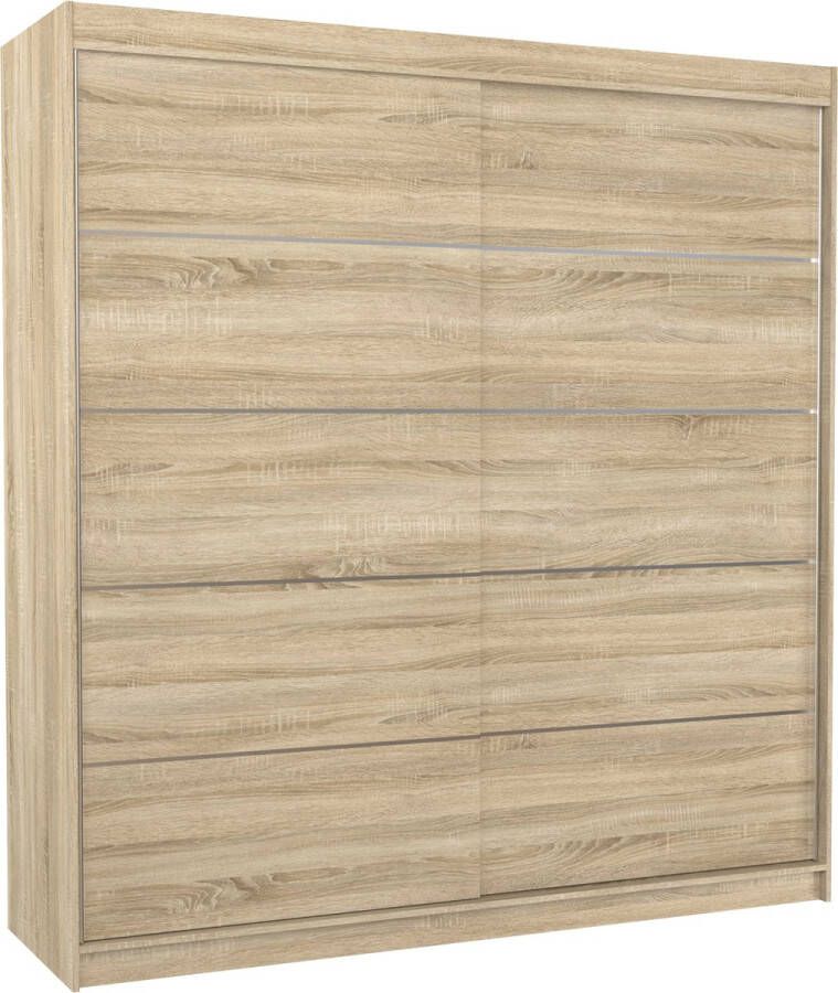 Maxi Huis Kledingkast Esteva 2 schuifdeuren Planken Kledingroede 200 cm Sonoma Ruime kledingkast