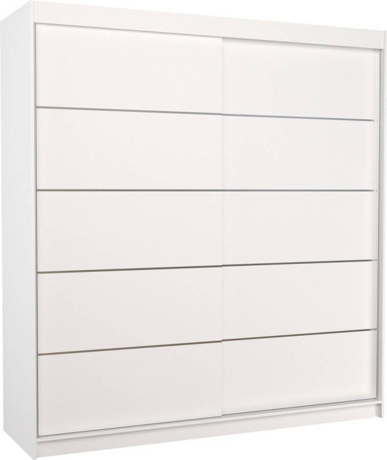 Maxi Huis Kledingkast Esteva 2 schuifdeuren Planken Kledingroede 200 cm Wit Ruime kledingkast