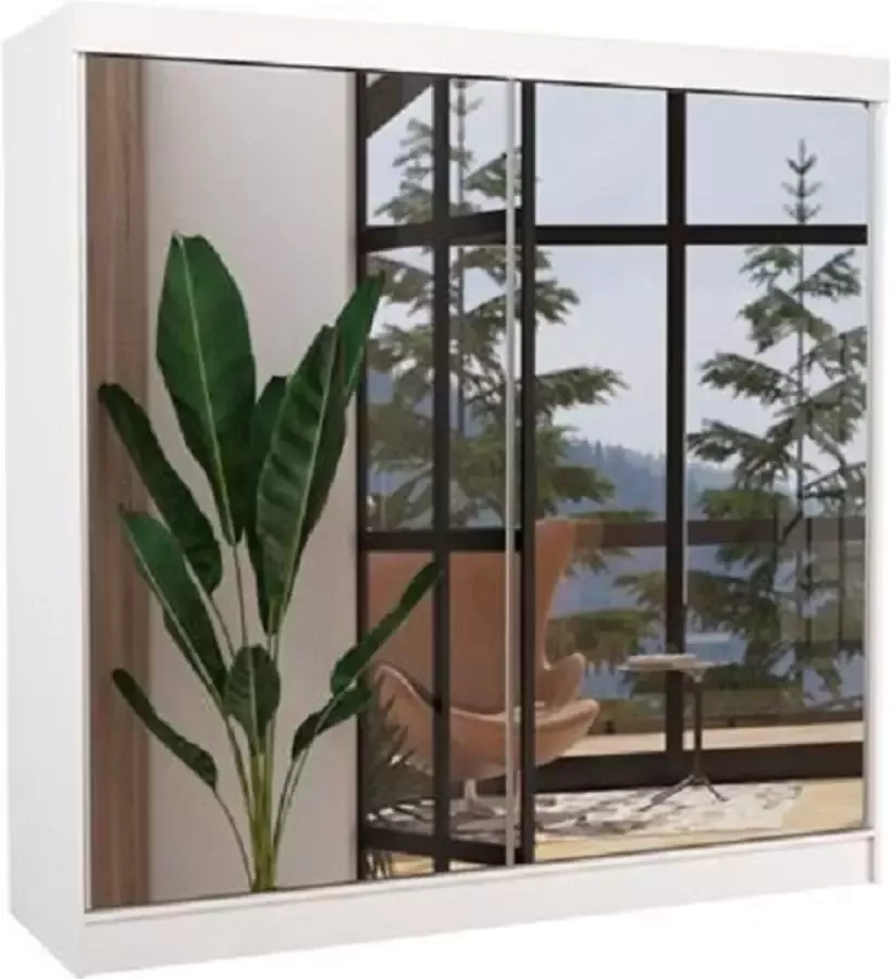 Maxi Huis Kledingkast Laguna Spiegel 2 schuifdeuren Planken Kledingroede 200 cm