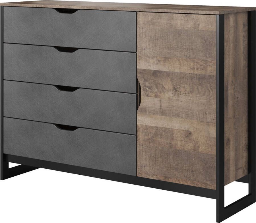 Maxi Maja Ladekast loftstijl Zacht sluitsysteem 138 cm Planken Grande zandeik matera