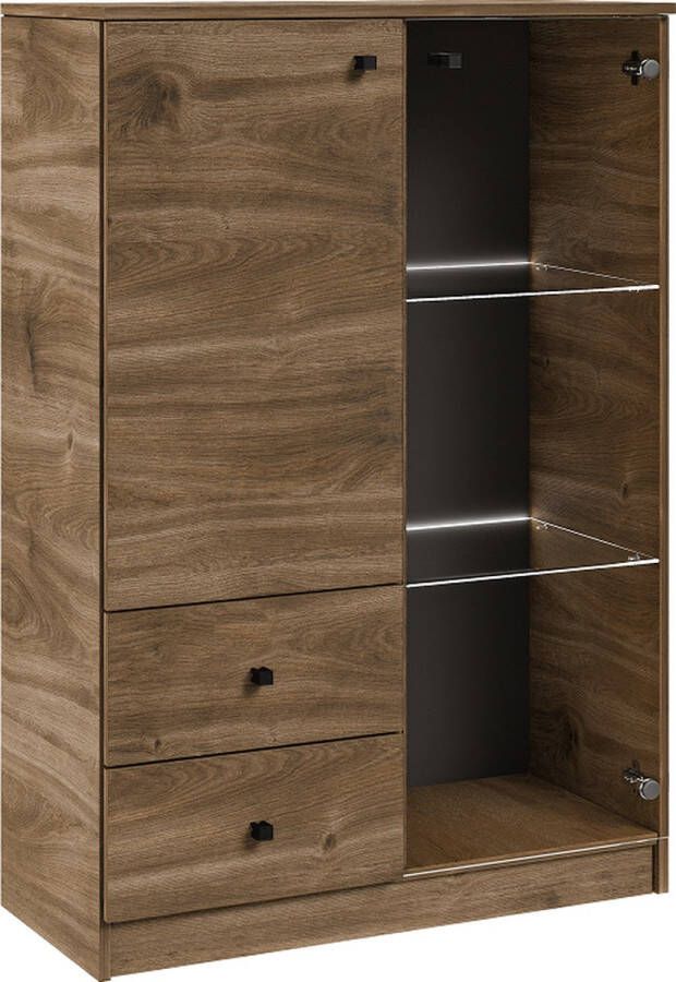 Maxi Maja Ladekast Vitrinekast Ladekast en planken Led 80 cm Kleur Brandy Castello