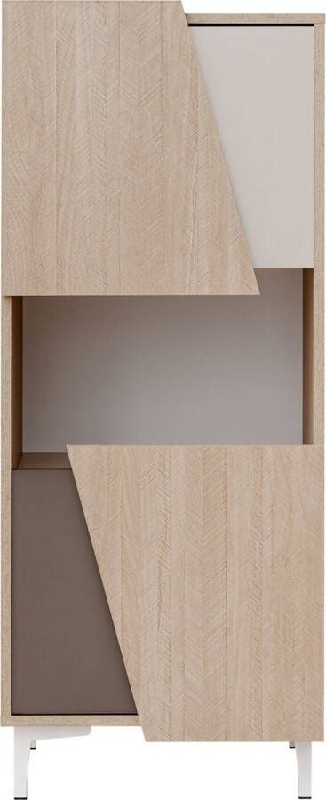 Maxi Huis Lage vitrinekast met planken Viste V01 Wit Hout Truffel 50 cm