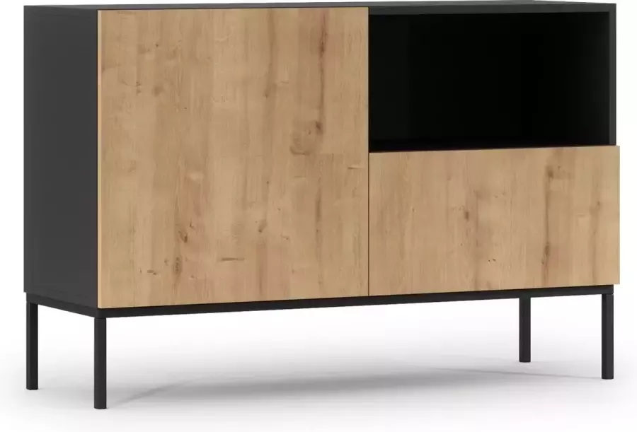 Maxi Huis Lanzzi SF-LAN-A-KOM120 -Kasten Dressoir Zwart mat Ambachtelijk eiken 120 cm