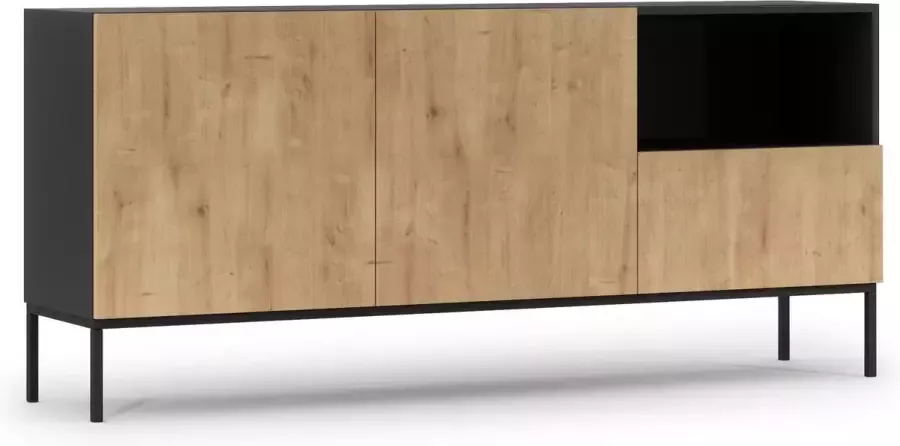Maxi Huis Lanzzi SF-LAN-A-KOM180 -Kasten Dressoir Zwart mat Ambachtelijk eiken 180 cm - Foto 2