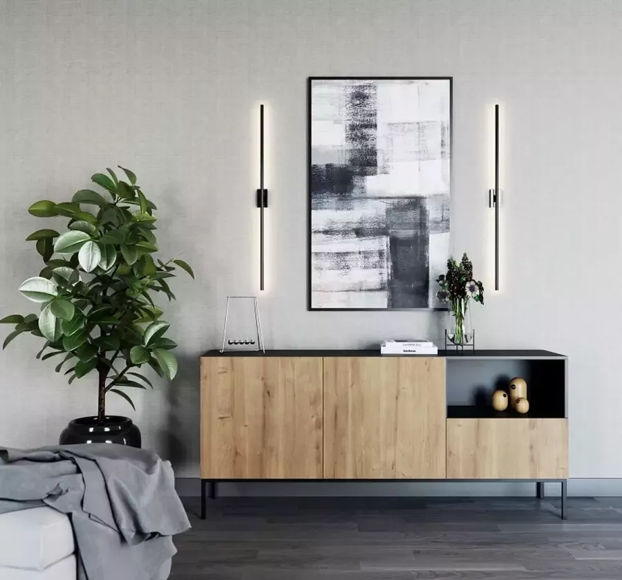 Maxi Huis Lanzzi SF-LAN-A-KOM180 -Kasten Dressoir Zwart mat Ambachtelijk eiken 180 cm