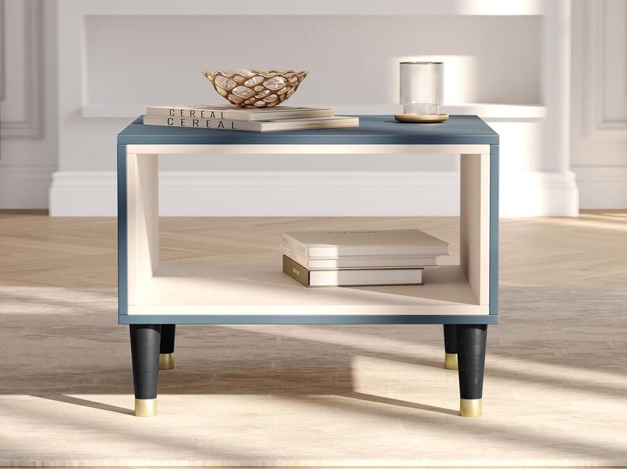 Maxi Huis Salontafel Includo 60x55x40 Plank Marineblauw Gouden accenten