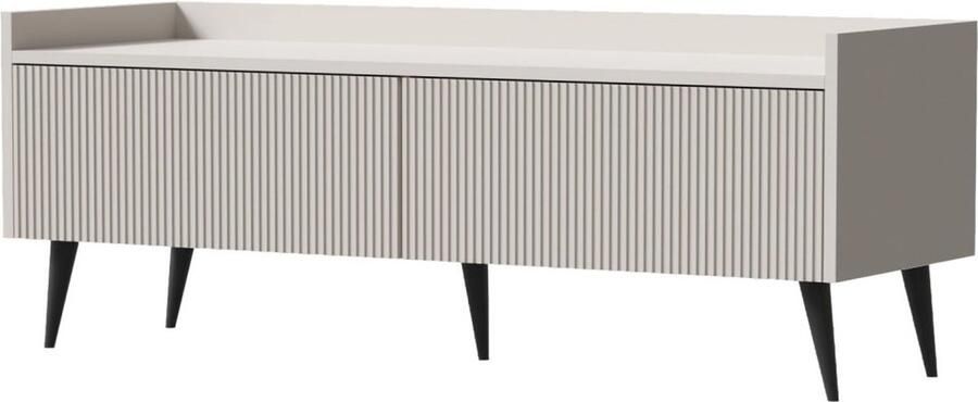 Maxi Huis TV-meubel met planken Modern TV-meubel 121 cm Gegroefde fronten kasjmier