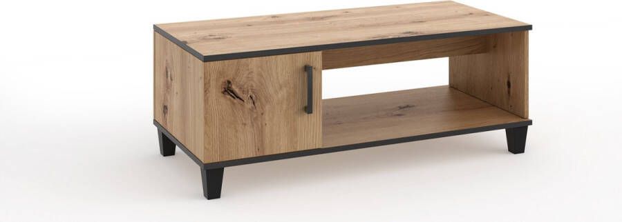 Maxi Maja Moderne salontafel P9 Planken Traditioneel eikenhout + zwarte accessoires 120 cm